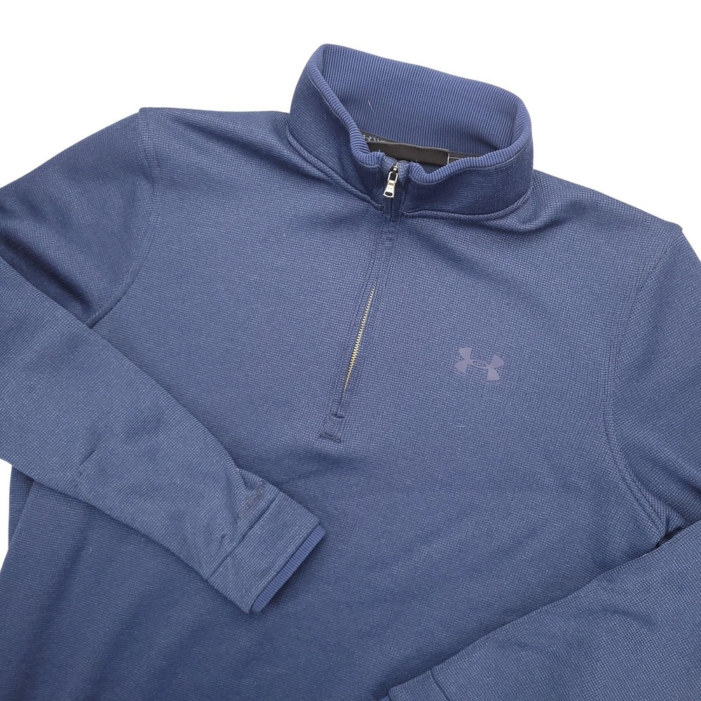 Under Armour Golf Pullover Mens Medium Blue 1/4 Zip Fleece Long Sleeve Top
